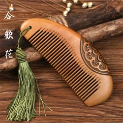 Thickened Boutique Old Peach Wood Comb Carved Electrostatic Hairdressing Wooden Hair Comb