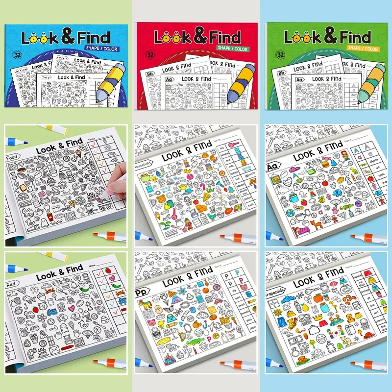 Fun Coloring Book 32-Page Kids' Find the Item Coloring Book Focus & Attention Training Activity Workbook for Early Learning
