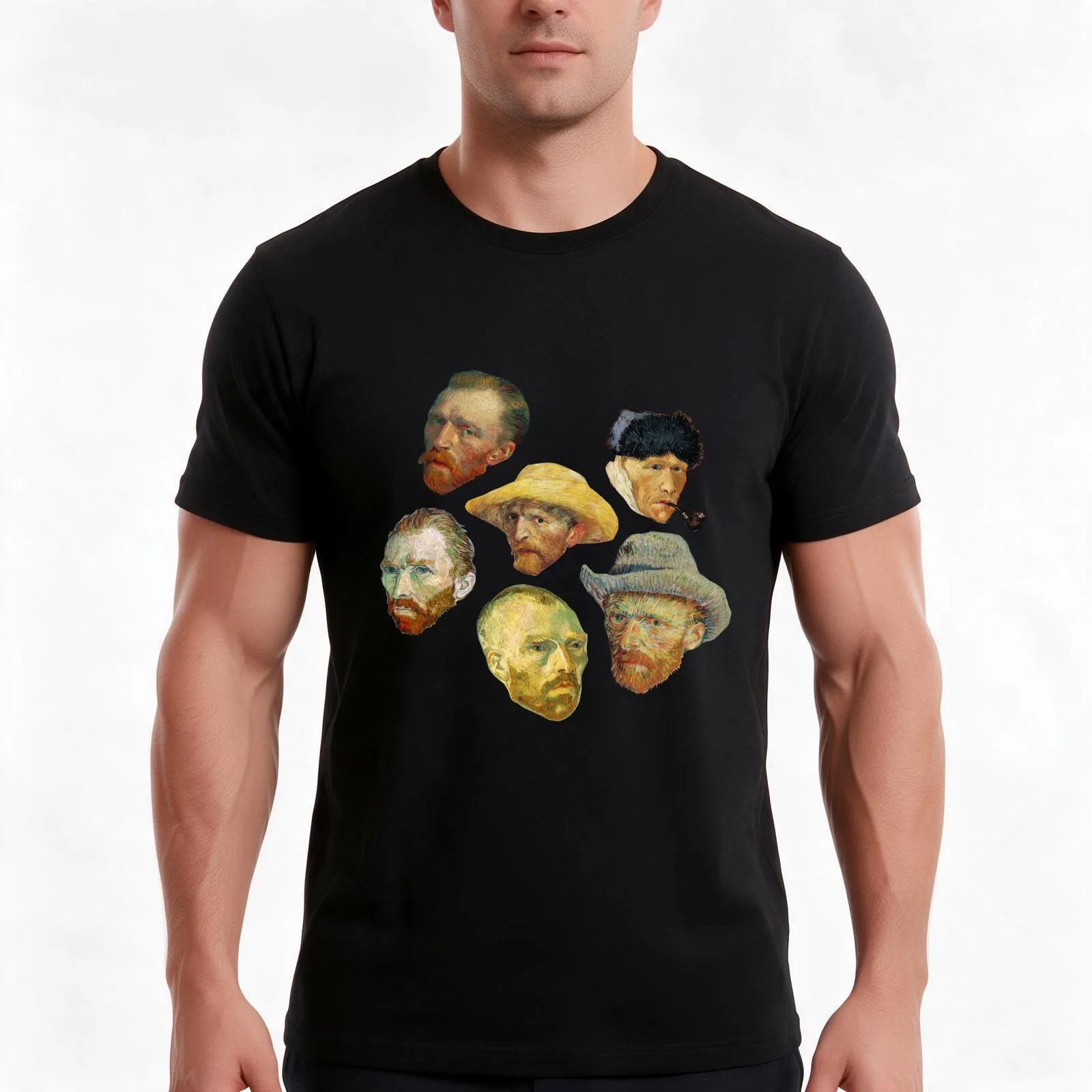 Vincent Gogh T-Shirt, Summer Casual Cotton Tee, Oversized Streetwear Tops, Vintage Graphic Print, Loose Fit Short Sleeve