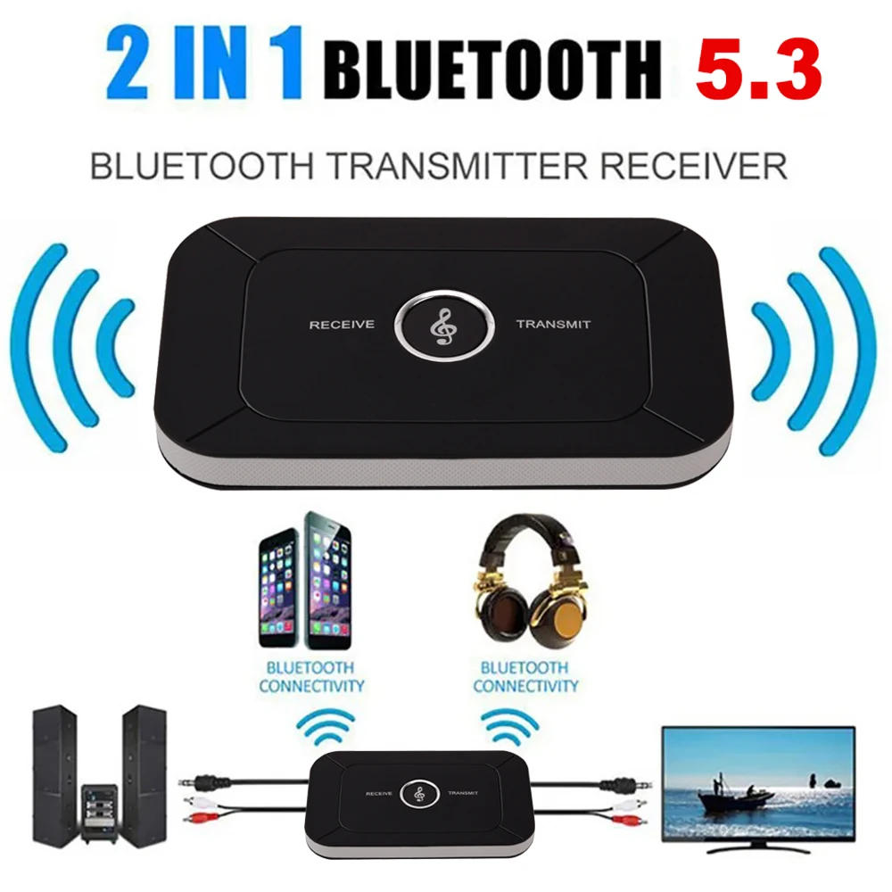 Bluetooth 5.3 Audio Transmitter Receiver RCA 3.5mm AUX Jack USB Dongle Music Wireless Adapter For Car PC TV Headphones Speaker