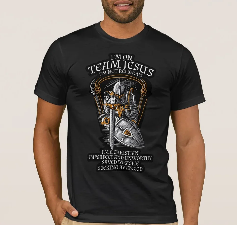 

I'm on Team Jesus I'm Not Religious. Knights Templar Crusader T-Shirt 100% Cotton O-Neck Summer Short Sleeve Casual Mens T-shirt