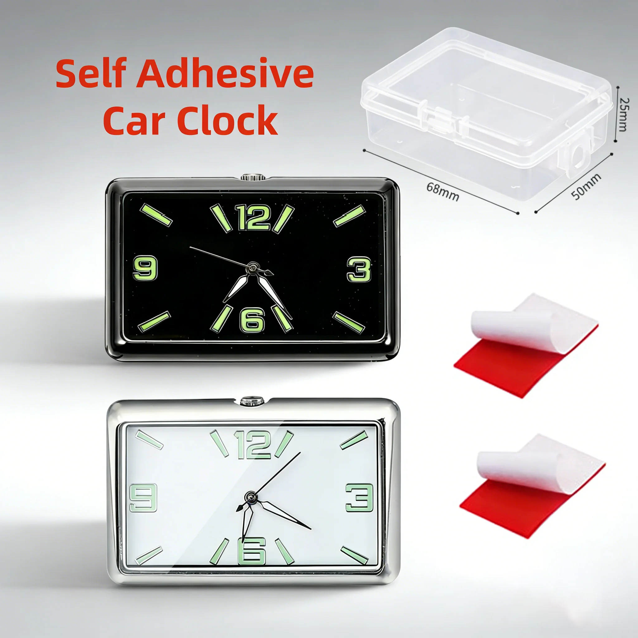 Household Auto Car Air Conditioning Vent Electronic Quartz Clock Square Vertical Car Clock Car Luminous Electronic Clock