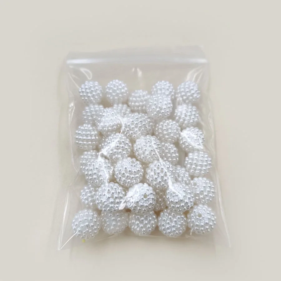 50-10Pcs 10/12/14/18/20mm Acrylic Beige Imitation Pearl Round Bayberry Ball Loose Beads DIY Jewelry Making Material Wholesale