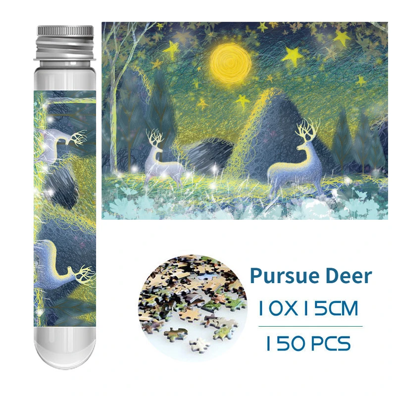 15*10cm 150 stücke Mini Reagenzglas Puzzle verfolgen Hirsch Tier Serie Malerei hohen Schwierigkeit sgrad Erwachsene Desktop-Dekoration Kinderspiel zeug