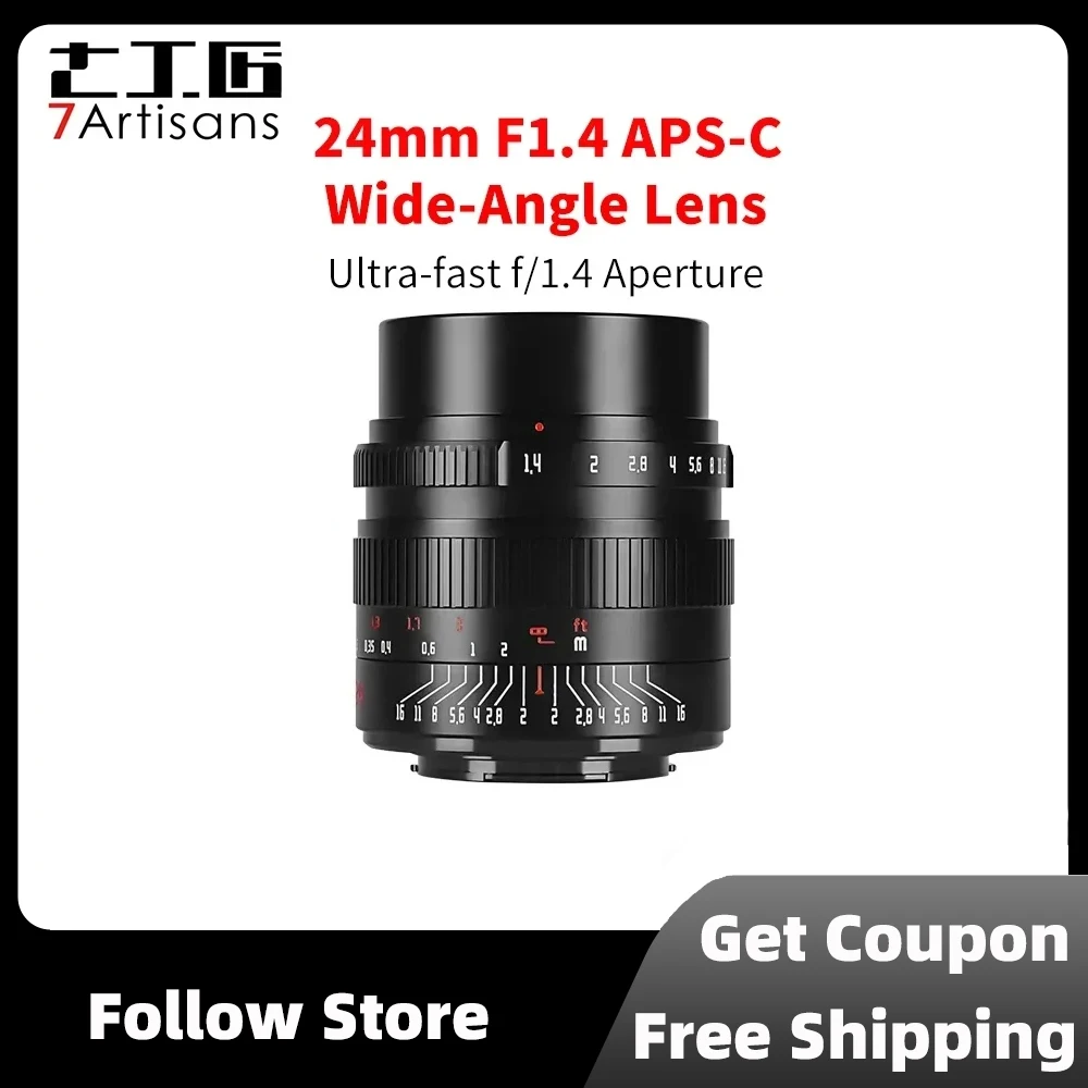 7artisans 24mm F1.4 APS-C Wide-angle Large Aperture Humanities Primes Lens For Sony E NIKON Z Canon EOS-M RF FUJIFX M4/3