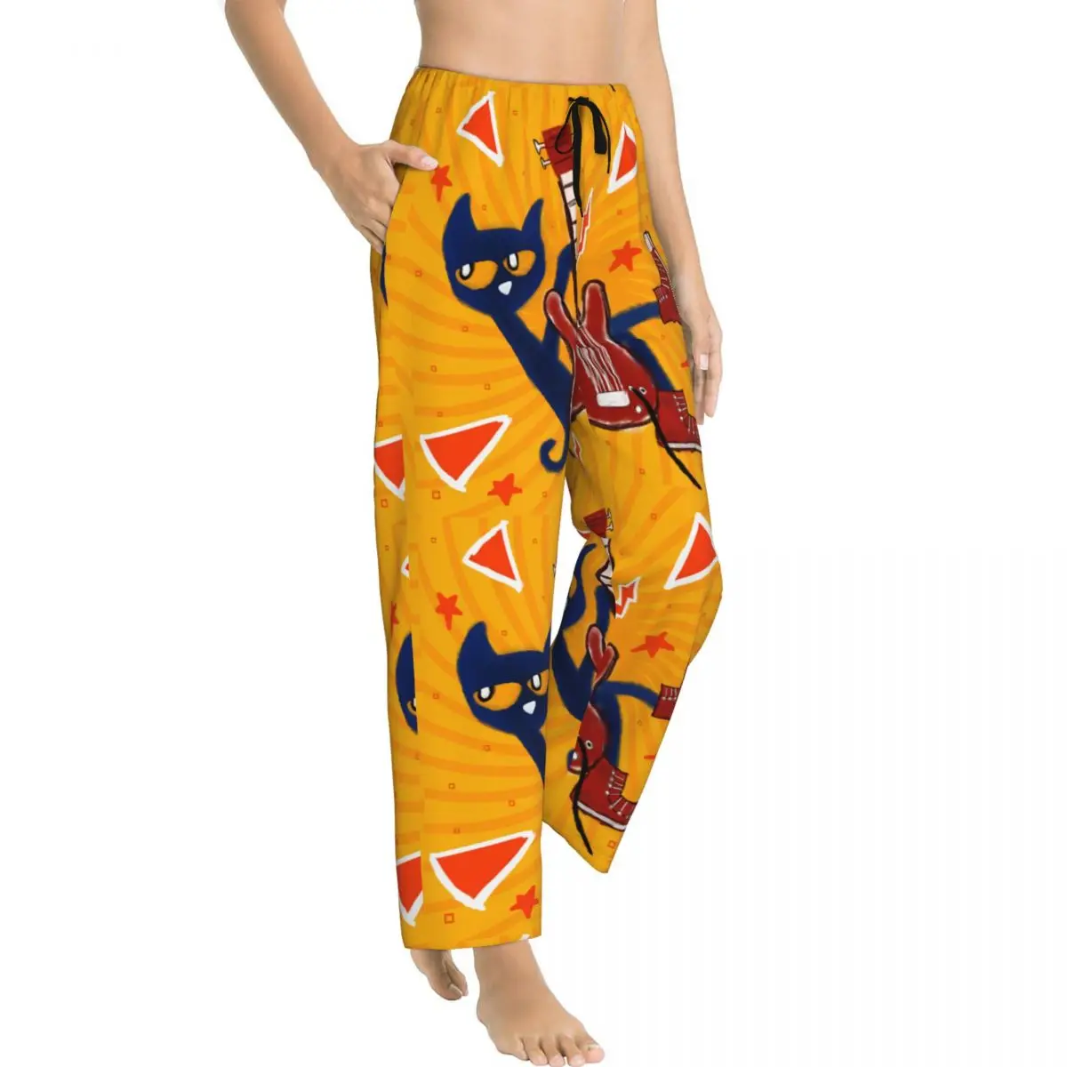 Ladies Pajama Pants Pete The Cat Guitar Loungewear pants Comfy Sleep Bottoms