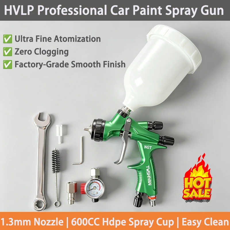 Professional HVLP Paint Spray Gun 1.3mm Stainless Steel Nozzle Fine Atomization Air Spray Gun For Automotive Painting
