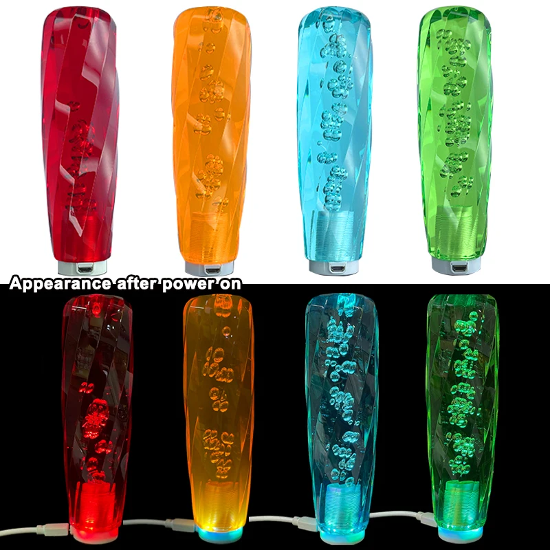 3D spiral surface manufacturer acrylic crystal car gear lever twist pattern gear head LED light emitting car Gear Shift Knob