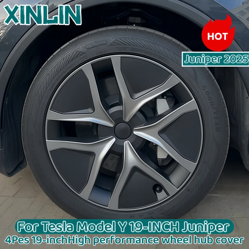 

4 шт. крышка ступицы автомобиля, сменная крышка колеса, 19 дюймов, автомобильная крышка ступицы, аксессуары для Tesla Model Y Juniper 2025