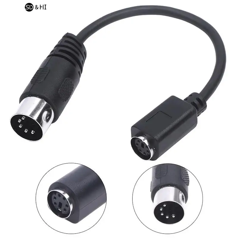 MD 6-pin Female to DIN 5-pin Male Cable Ps2 Keyboard and Mouse Transmission Cable