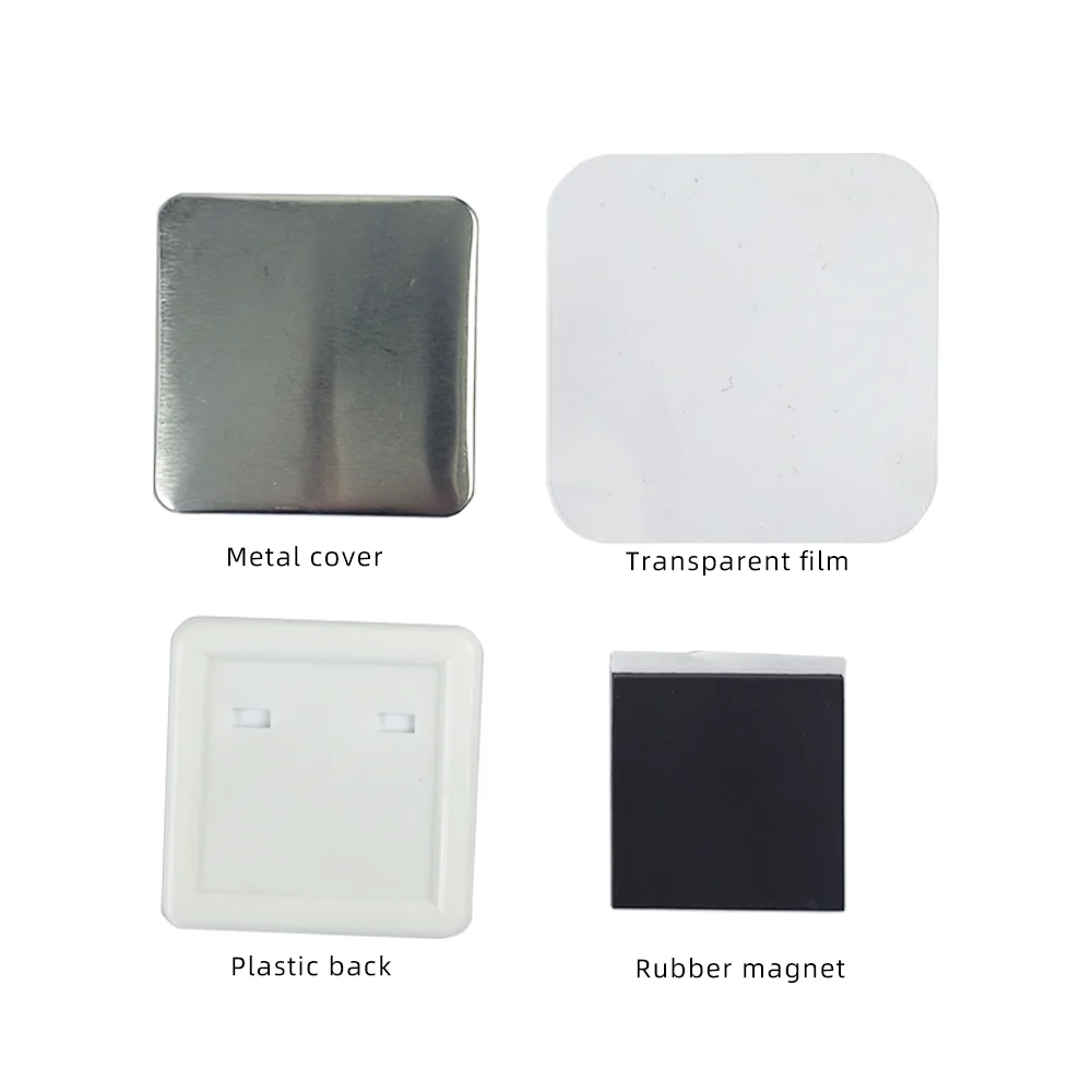 50mm, 2inch square magnet materials, supplies, cover, film, back, rubber magnet