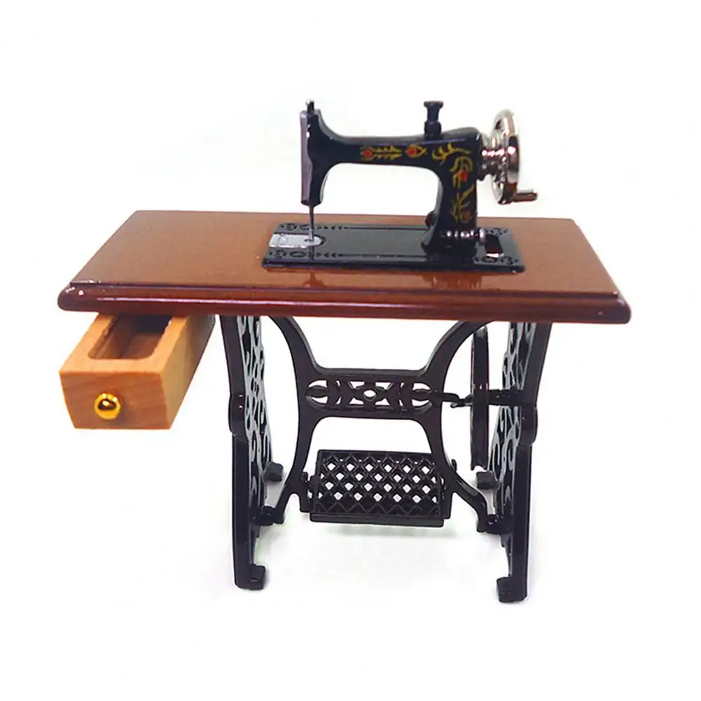 1:12/1:10 Dollhouse Sewing Machine Realistic Decorative Metal Meticulous Workmanship Miniature Furniture Accessories