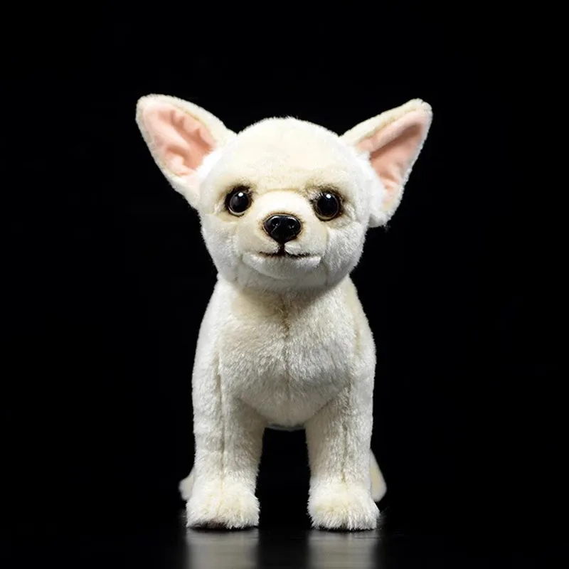 Simulated Animal Chihuahua White Dog Puppy Family Pet Model Plush Toy Stuffed Doll Dad Mom Bedtime Girl Boy Friend Birthday Gift