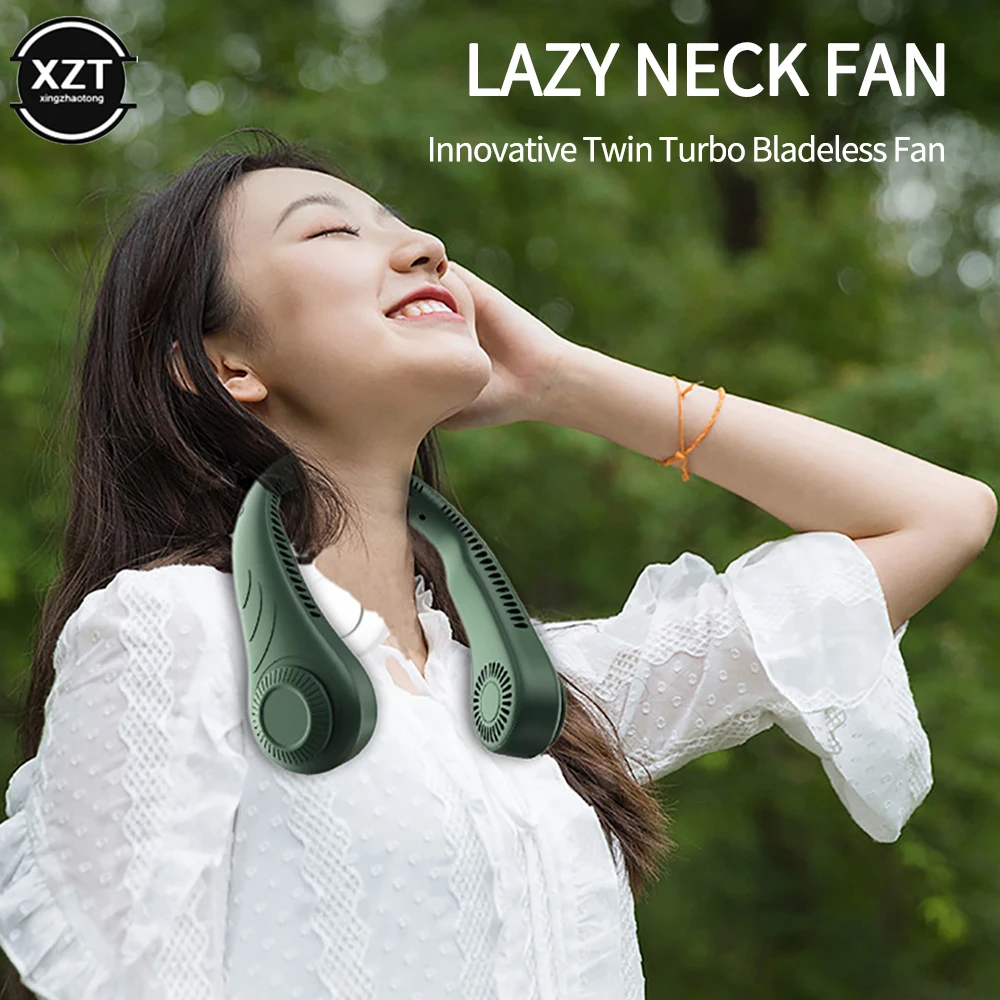 Portable Leafless Hanging Neck Fan USB Rechargeable 78 Surround Air Outlets for Outdoor Sports Running Travel