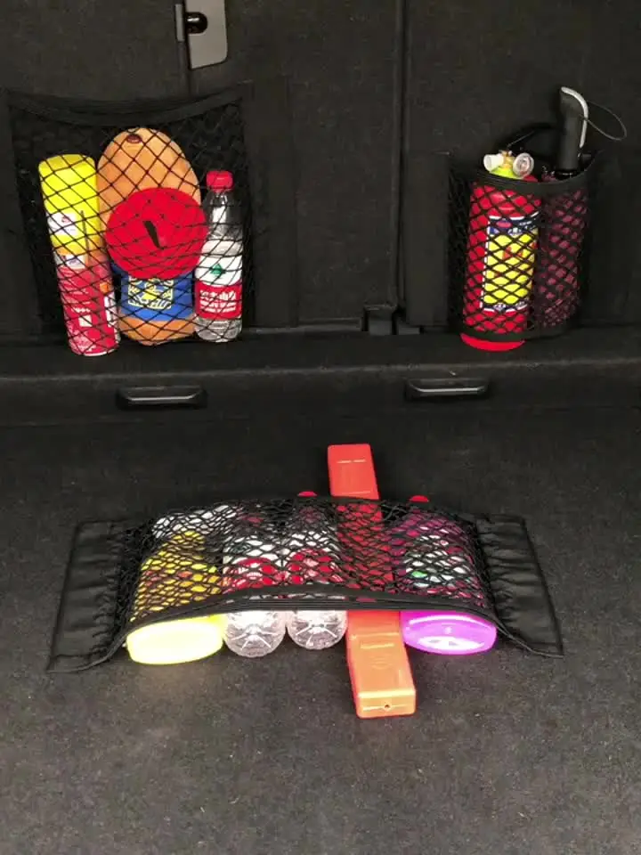 For Audi A3 A4 B6 B7 B8 A6 Q5 Q3 Car Trunk Seat Back Elastic Storage Net Cargo Organizer Bag Styling Accessories