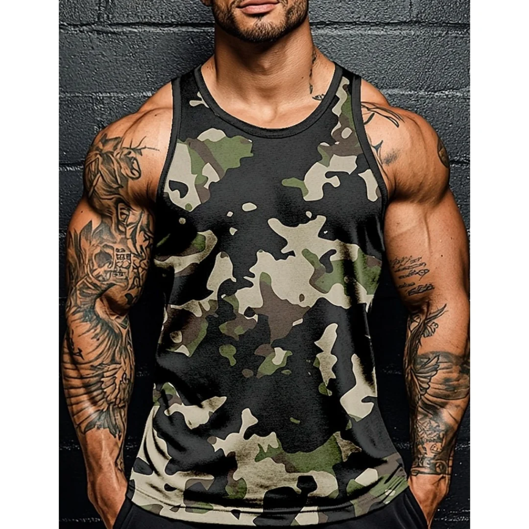 3D Print Camouflage Graphic Men's Sleeveless T-Shirt Summer New Sport Fitness Vest Outdoor Casual Man Gym Clothing tank tops man
