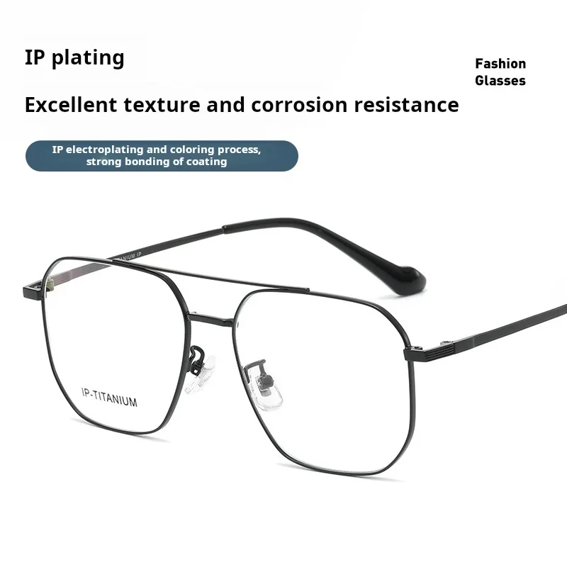 OLLYMURS Fashion Pilot Double Bridget Glasses Titanium Alloy Ultralight Trendy MenOptical Prescription Eyeglasses Frame Women