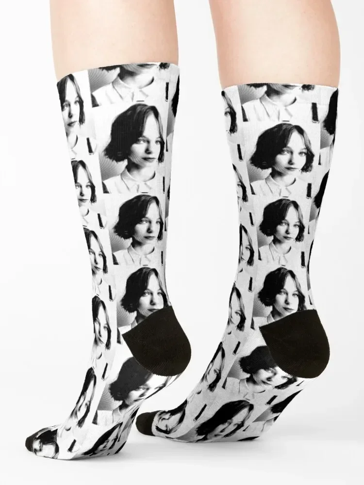 إيما مايرز صورة أبيض وأسود (لينوكوت) جوارب كرة القدم المضادة للانزلاق جوارب رياضية فاخرة جوارب نسائية للرجال