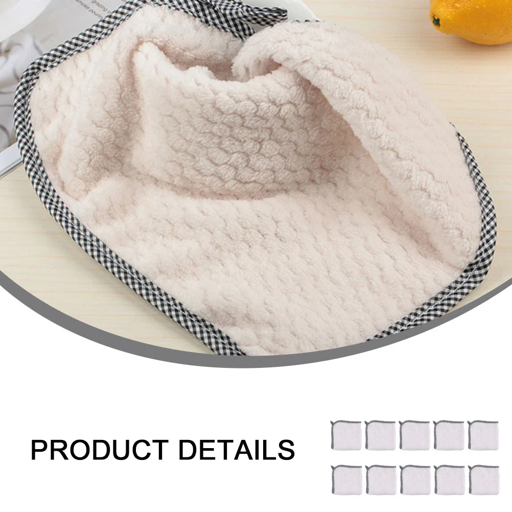

10pcs Coral Fleece Dish Cloth Kitchen Cleaning Towel Home Use Absorbent Non-stick Oil Rags Durability Practical