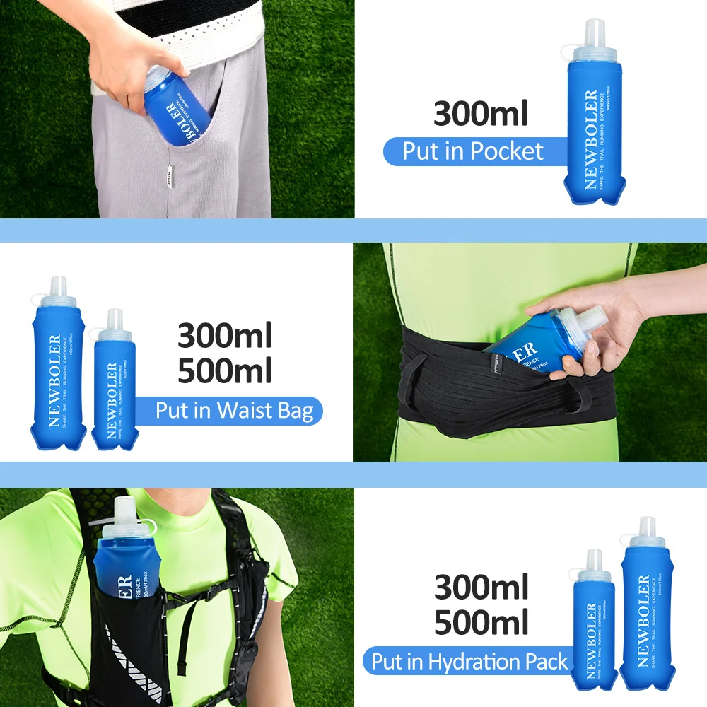 NEWBOLER 300/500/700 ml Wasserflasche, TPU, faltbar, weiche Flasche, Outdoor-Sport, Wasserbeutel, zusammenklappbare Wasserflasche, Laufen, Camping – Detail 18