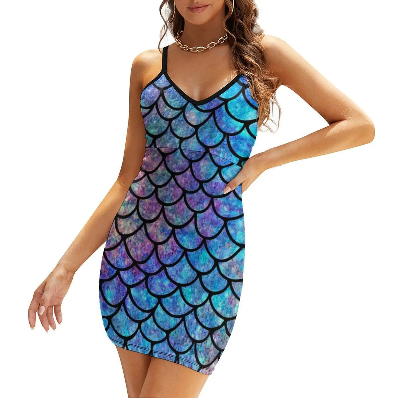 

Colorful Mermaid scales Sling Dress women's fashion dresses bandage dress summer dress womens 2025