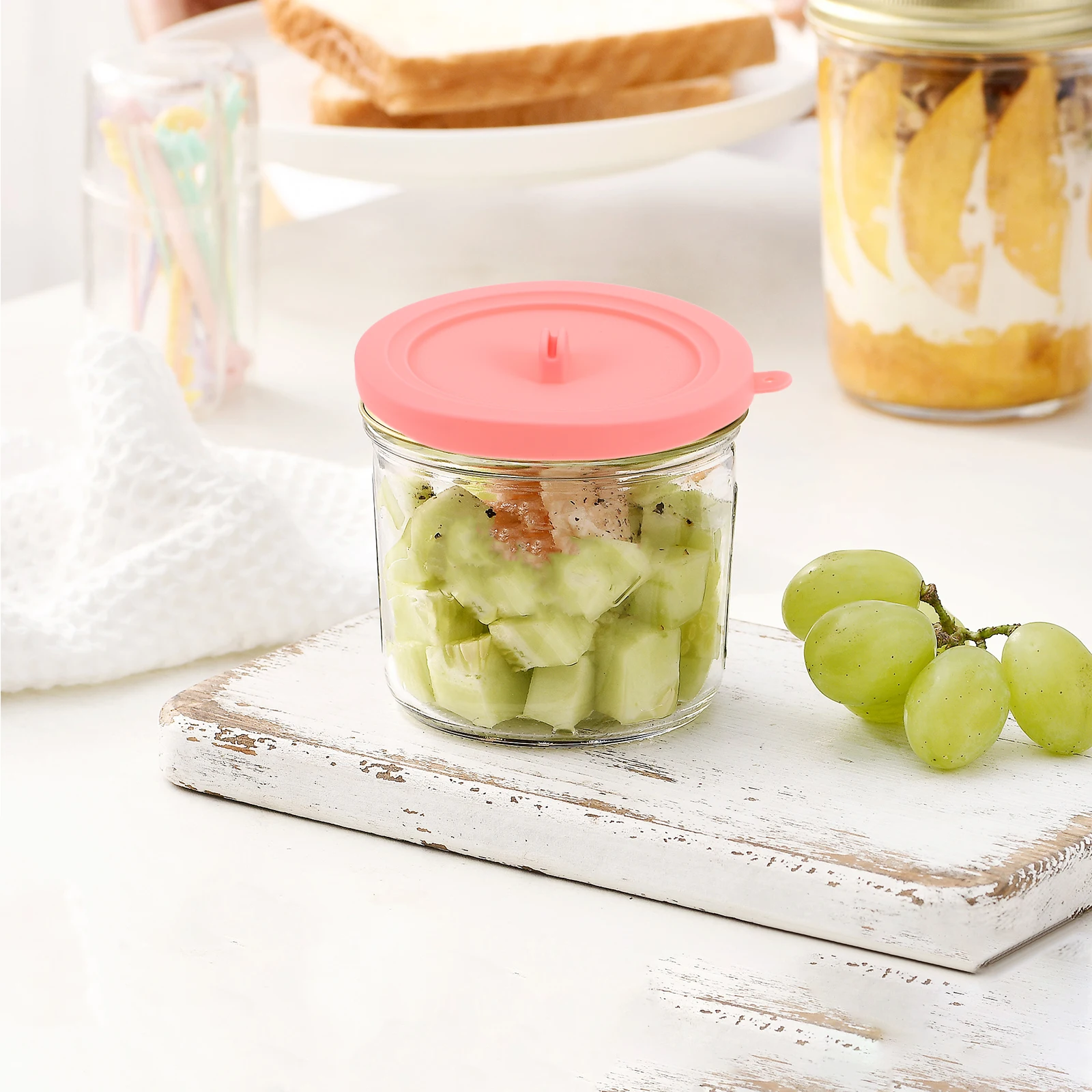

Silicone Ice Cream Cup Lid Fresh Keeping Sealing Cover Easy Install Clean Dishwasher Safe Dustproof Cap Storage Jar