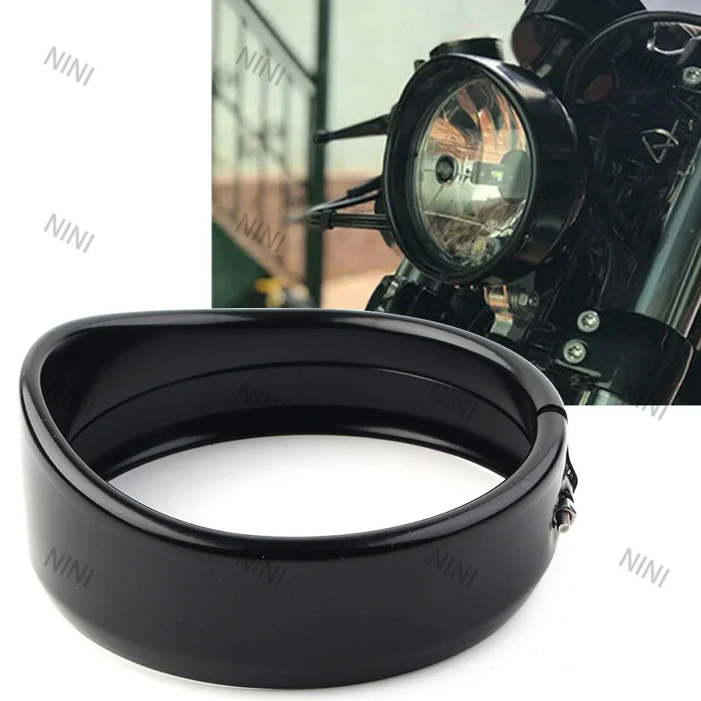 

5.75" Motorcycle For Harley Dyna Street Bob FXDB FXLR FXSE 1994-2020 XL883R XL1200N Silver Headlight Decorate Trim Ring Visor