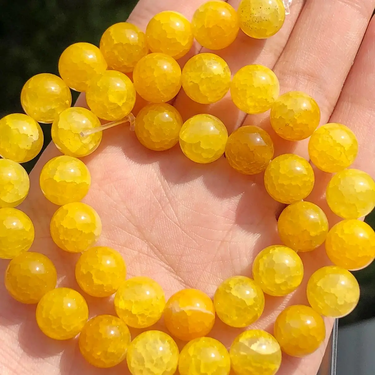 6/8/10mm Natural Yellow Snow Cracked Agate Stone Beads Round Popcorn Loose Spacer Bead For Jewelry Making Bracelet Necklace