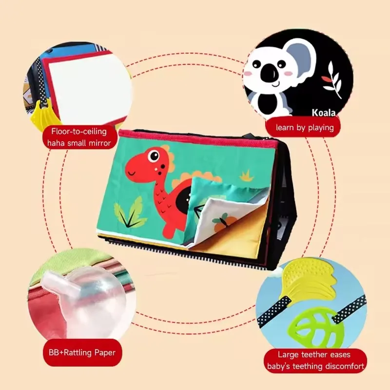 Черно-белые зеркальные игрушки для новорожденных, детский животик, время для младенцев, Монтессори, развитие, ползание, высокая контрастность, сенсорная игрушка