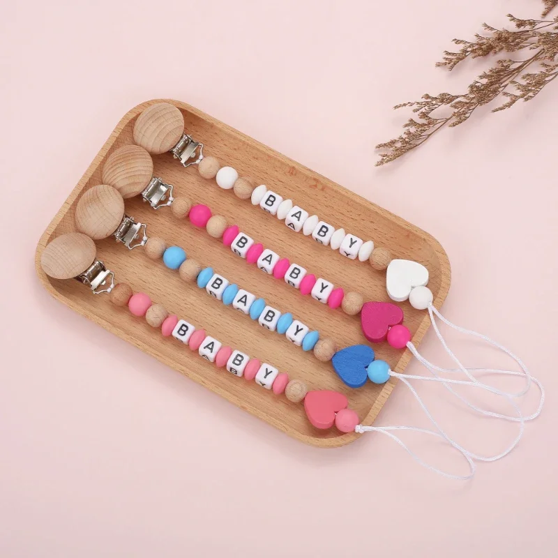 New Baby Custom Name Pacifier Clip Nipple Holder Teething Toy Food Grade Infant Teether Dummy Chain Chew Newborn Gift BPA Free