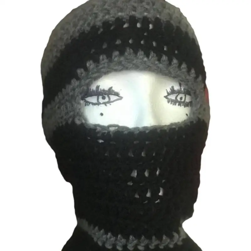 652F Thicken Neck Protect Balaclava Stripe Pattern Hat for Teen Winter Wear