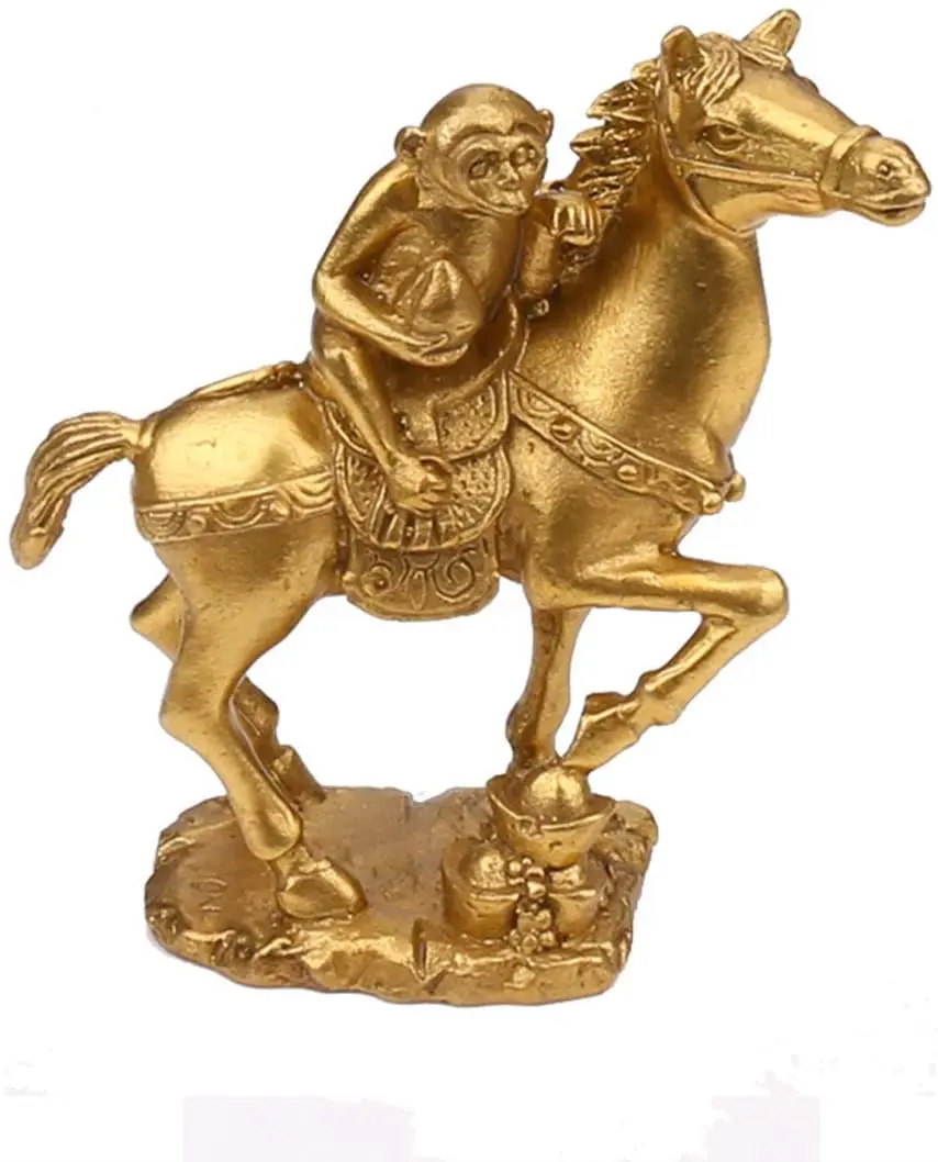 

Feng Shui Brass Horse and Monkey Set Statue Golden Monkey Riding on Horse Immediate Promotion Statue Finish Collectiblemall)