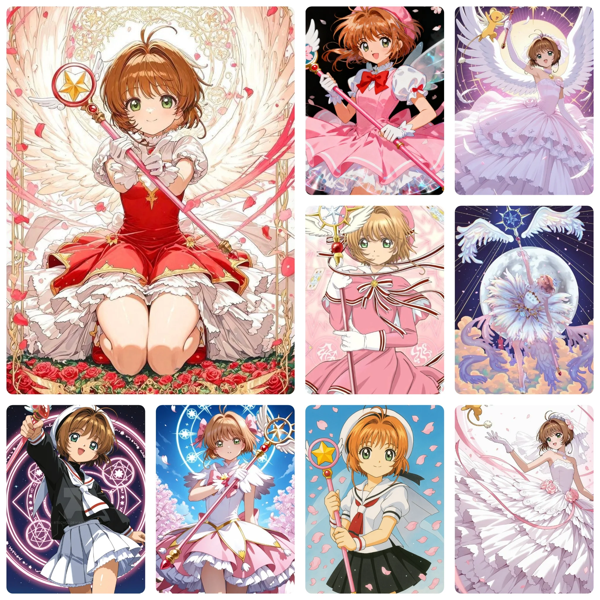 DIY Buntes Cardcaptor Sakura Magisches Mädchen Anime-Kunst Diamantmalerei Mosaik Handgemachte Kunst Exquisite Heimdekoration