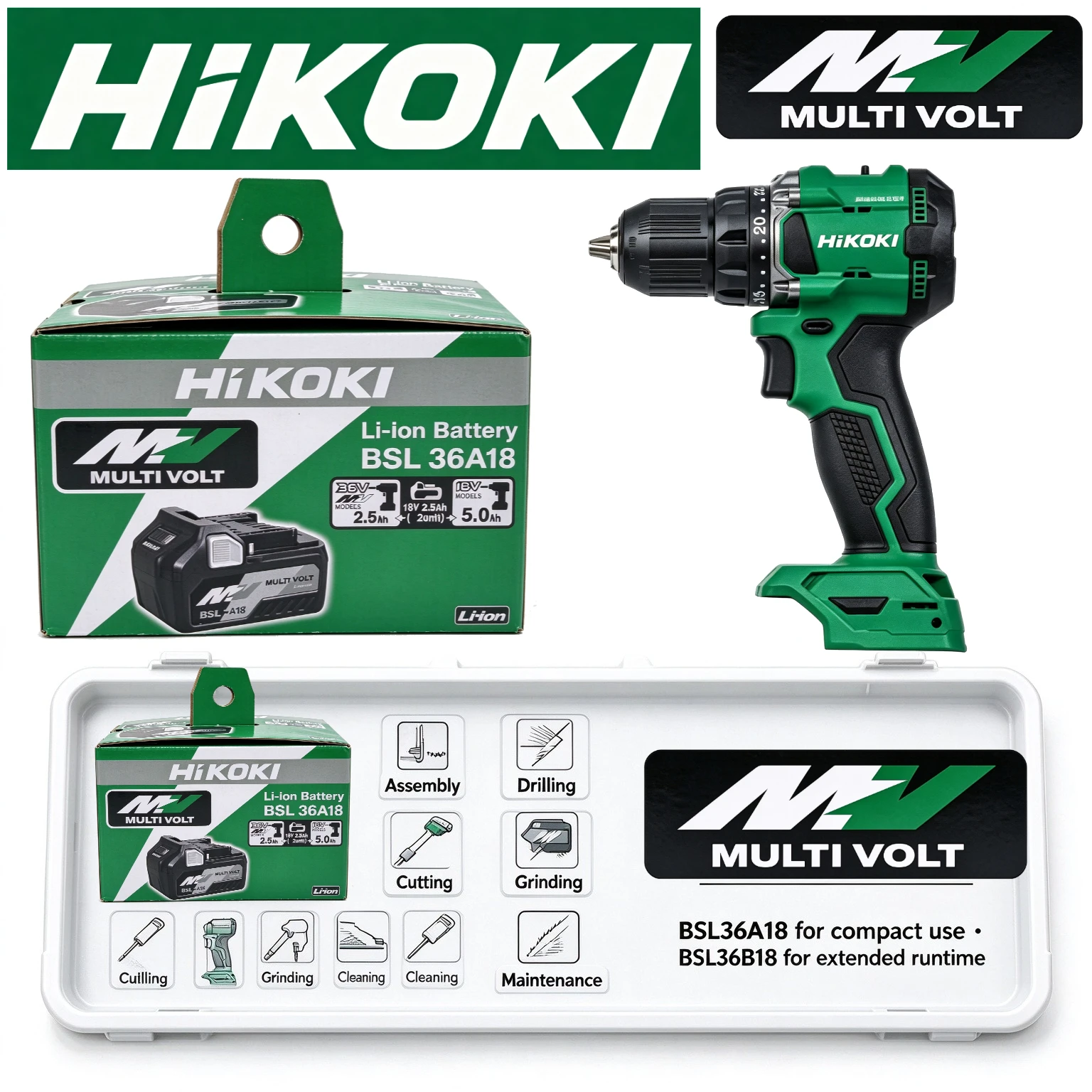 100% NEW Original Hitachi HiKOKI 18V/36V 8.0Ah BSL36B18 Lithium Battery Rechargeable Battery  Consistent Powerful Energy Output