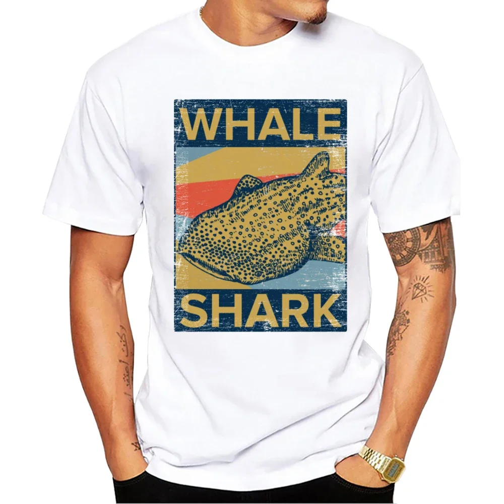 TEEHUB-T-Shirt à Manches Courtes et Col Rond pour Homme, Streetwear Décontracté, Vintage, Imprimé Requin Baleine