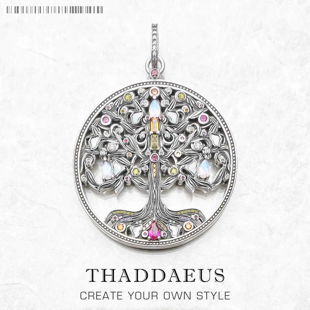 

Pendant Romantic Colourful Tree,2022 Summer Brand New Nature Jewelry Europe Bijoux 925 Sterling Silver Bohemia Gift For Woman