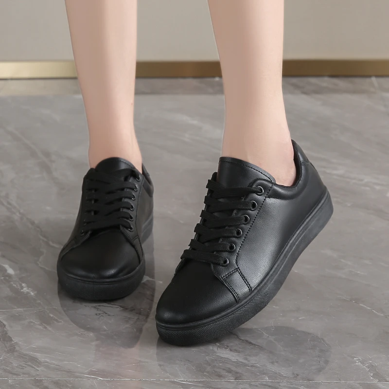 2026 جديد إمرأة أحذية رياضية تنفس أحذية مفلكنة بولي Leather أحذية منصة جلدية بيضاء الدانتيل يصل حذاء كاجوال Zapatos Mujer Zapatillas #6