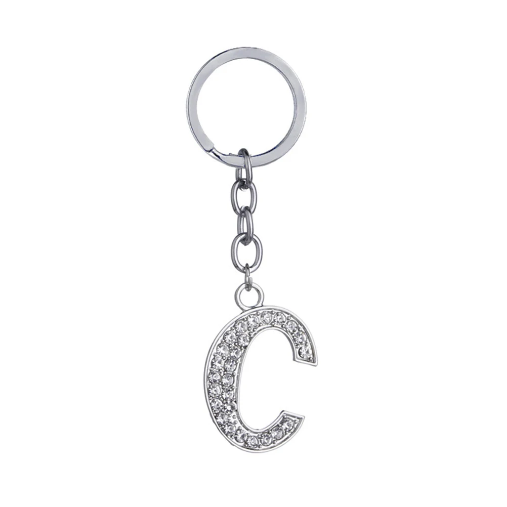 Metal Keychain Letter Pendant Rhinestone Car Keys Bag Charm Sturdy Material Stylish Gift Idea Key Ring Handbag Charms