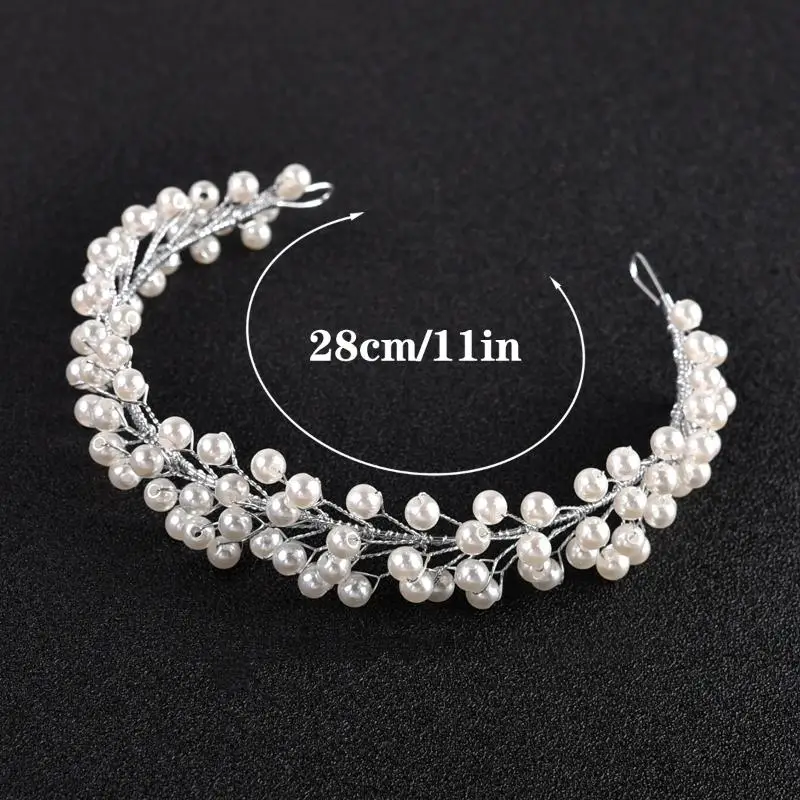 Modisches Perlen-Braut-Haarband mit Kristallen, handgefertigte Ketten-Haarbänder für Damen, für Hochzeit und Party – Detail 14