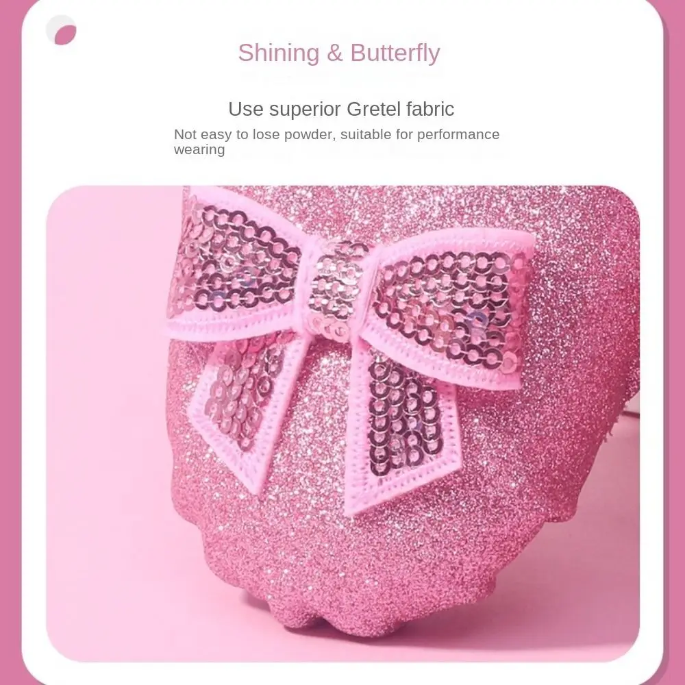 

1 пара туфель принцессы, кожаные танцевальные туфли для девочек, радужные балетки с бантом, профессиональные балетки на мягкой подошве с разделенной подошвой на плоской подошве