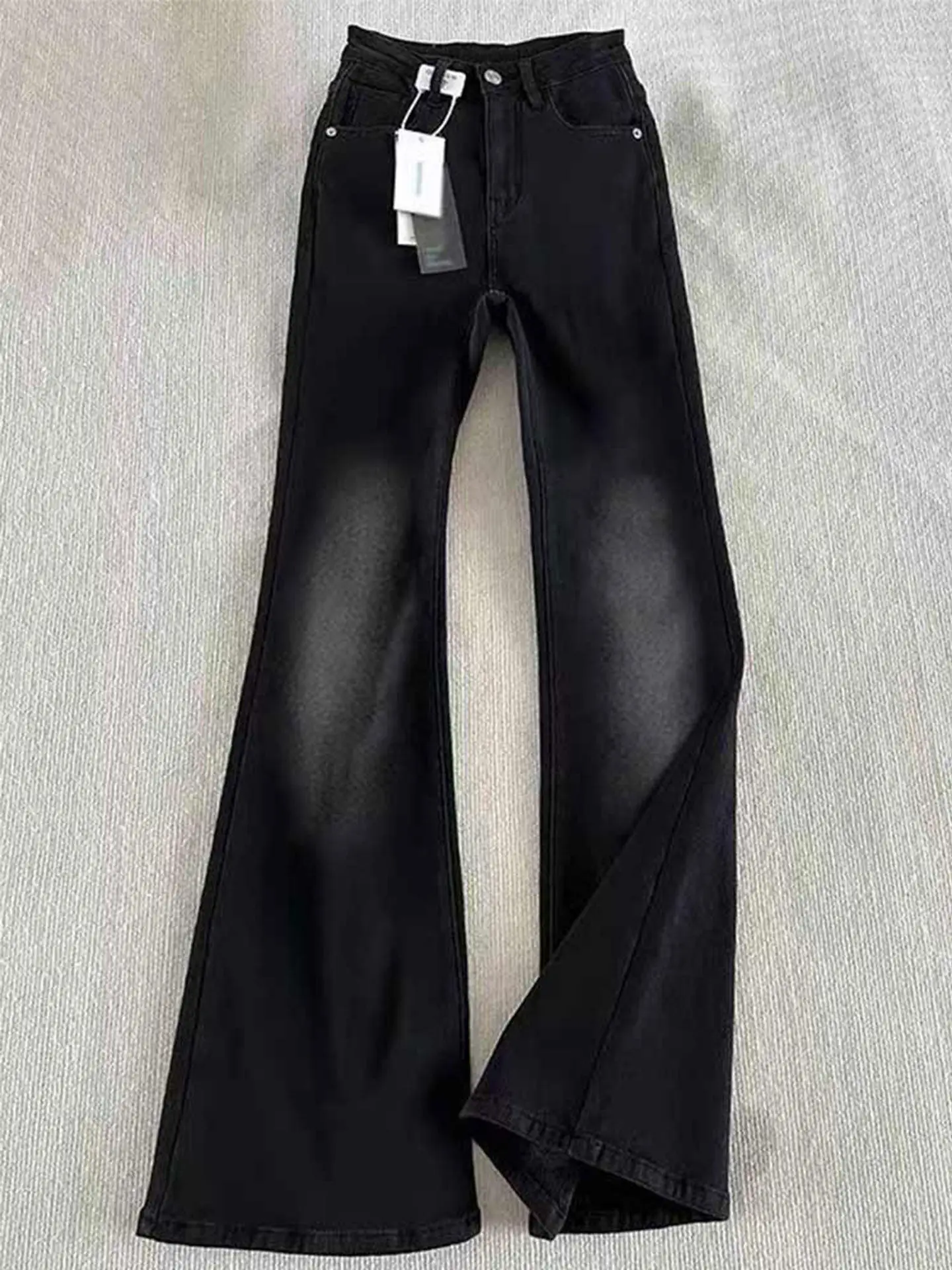 

Graduated Black Jeans Men's Spring American High Street Retro Faded Straight Leg Trendy Brand Versatile Flared Pants
