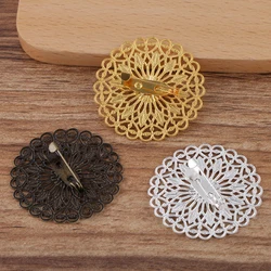 REGELIN Round Flowers Brooch Base Pad Setting Base 5pcs/lot 38mm Copper Brass Brooch Jewelry Accessories