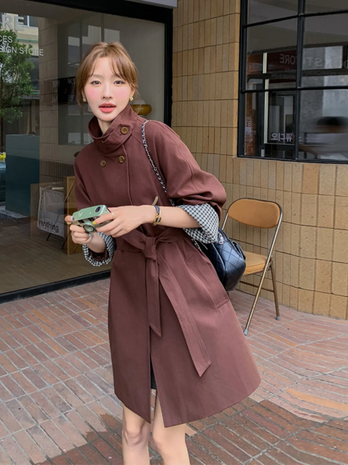 

Красное женское пальто-жакет средней длины в корейском стиле, прямого кроя, для весны и осени, новинка, маленький размер, повседневное