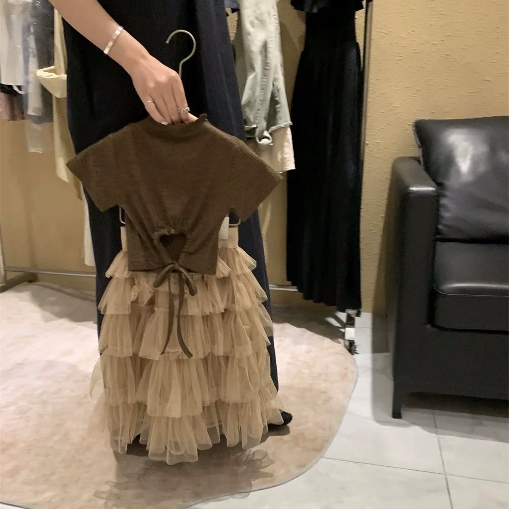 

Summer kids Girls' Fashion Top Sweet Cake Skirt Set Girl Birthday Party Kids Boutique Clothes Children's Clothing Set