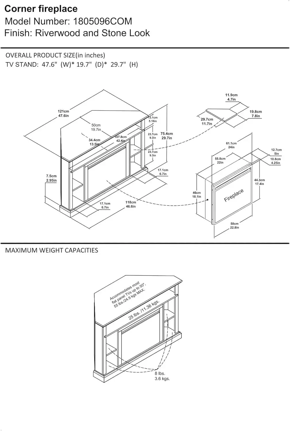 Replaceable Electric Fireplace Insert Heater, Remote Control, Timer, Realistic Log and Flame Effect, Espresso