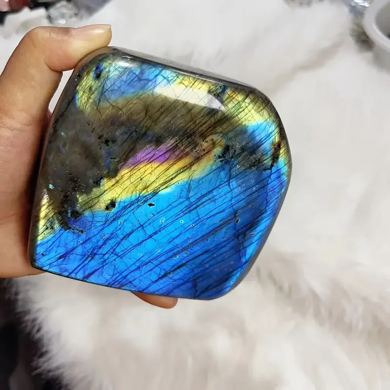 200-500g High Quality Natural Polished Labradorite Stone Craft Ornaments Home Decor Large Size Crystal Stone Moonstone