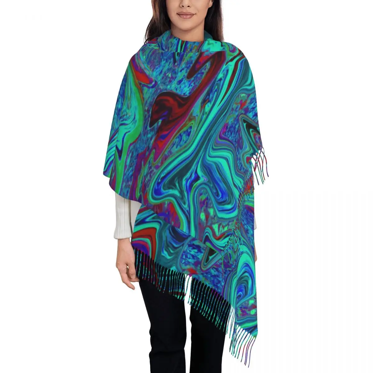 

Warm Soft Scarf Winter Retro 60s Ar Shawl Wrap Groovy Abstract Print Custom Bufanda Mujer Womens Luxury 2024 Large Scarves