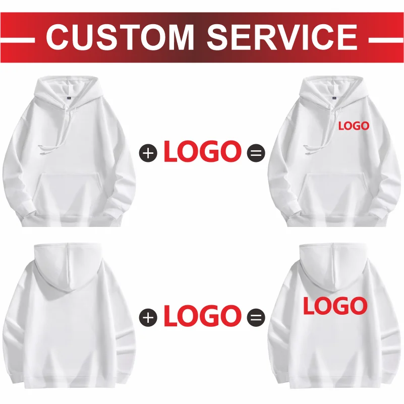 Winter Fashion Men\'s and Women\'s Warm Hoodies Embroidery Logo Company Personal Casual Plush Sweatshirt Custom Printing Design