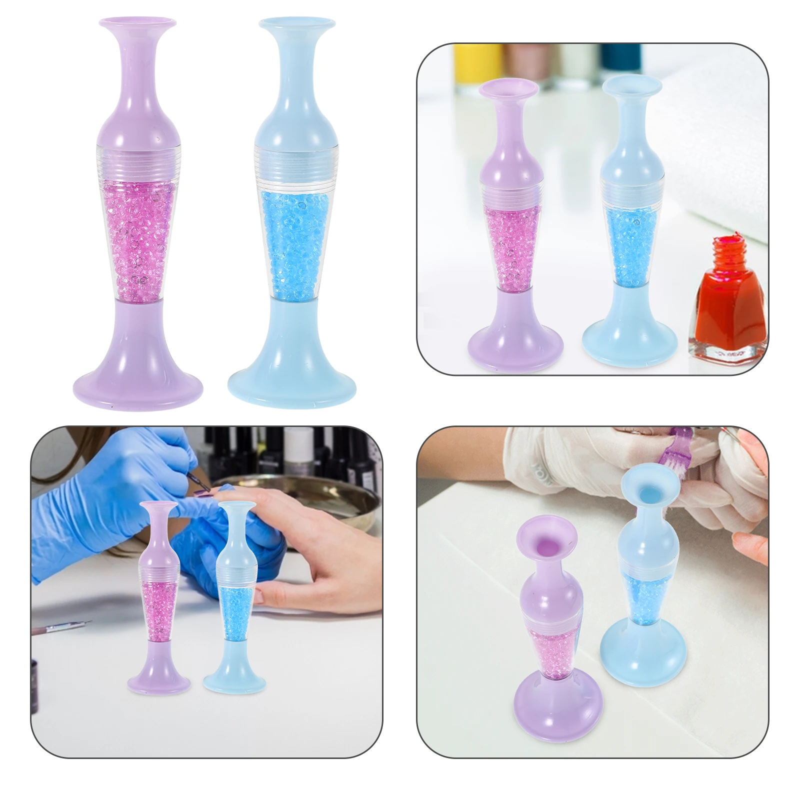 

2 Pcs Manicure Tools Diamond Art Crafts Drill Holders Pens Vase Cross Stitch Plastic Beads Painting Drawing
