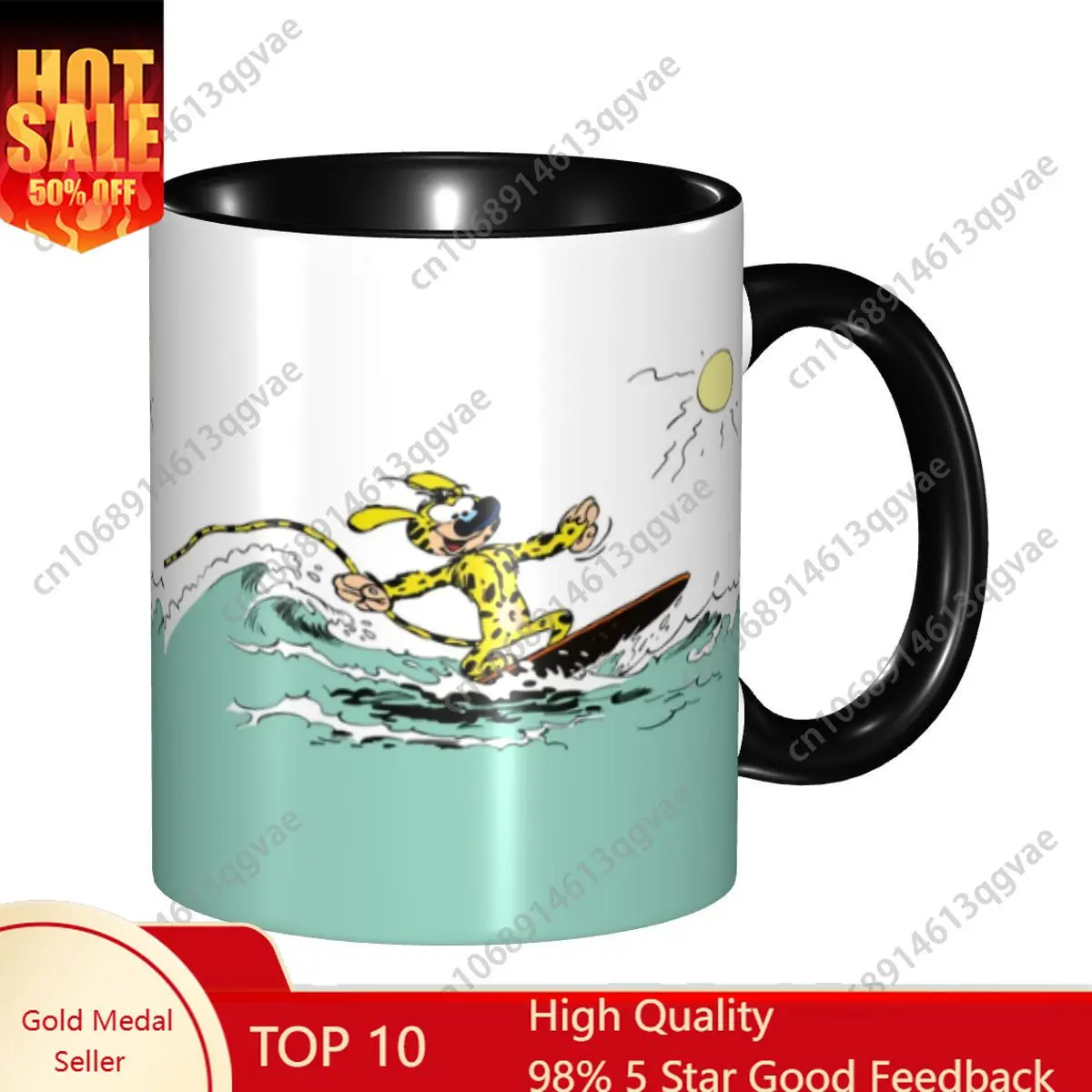 

Marsupilami Surfing Coffee Mugs DIY Customized Belgian Comic Ceramic Tea Milk Mug